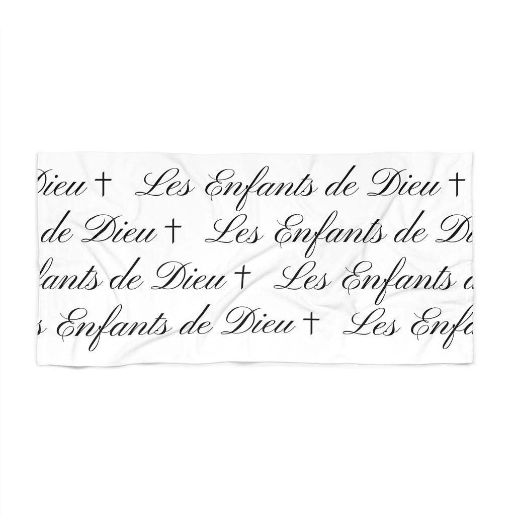 Les Enfants de Dieu Beach Towel - "Les Enfants de Dieu" Script Pattern