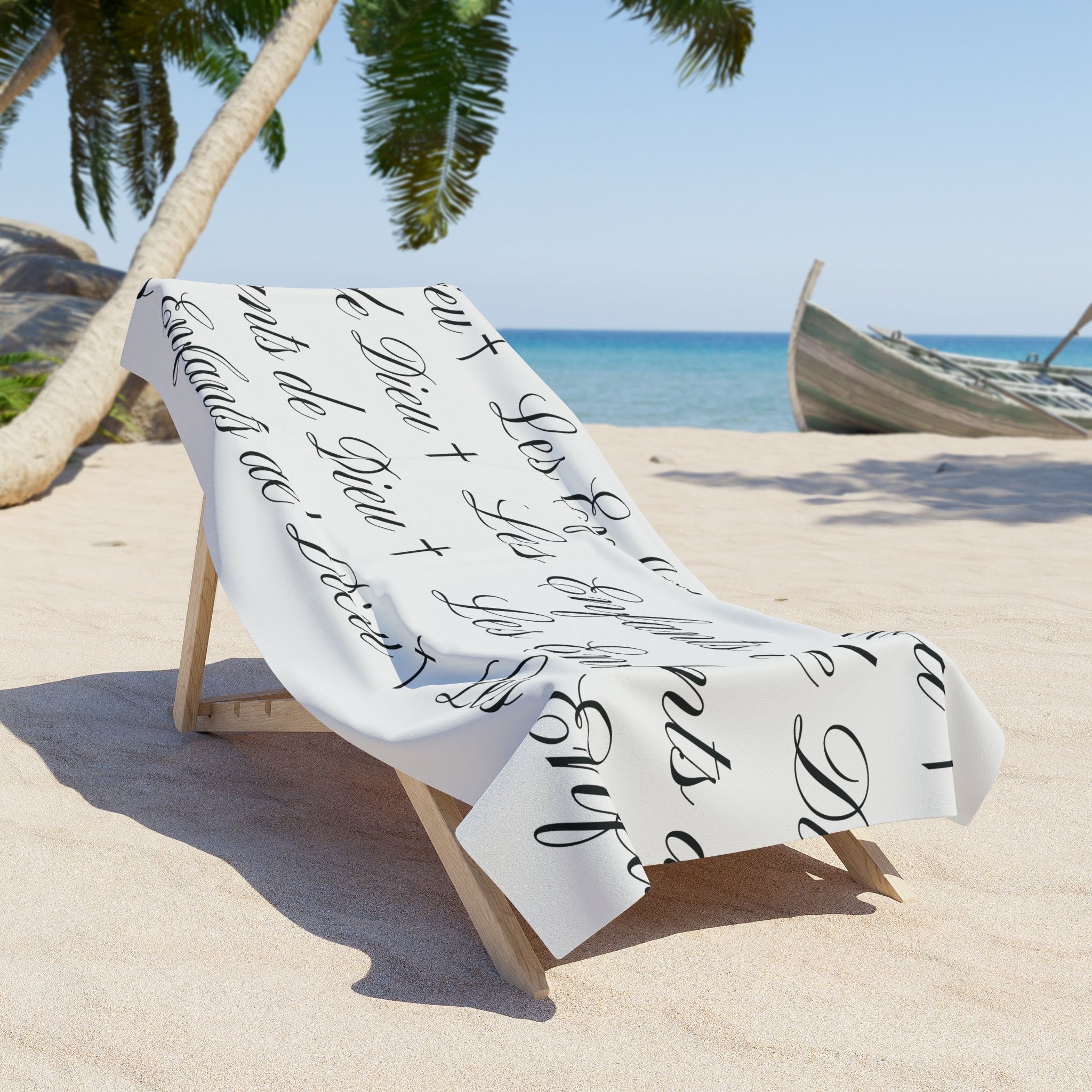 Les Enfants de Dieu Beach Towel - "Les Enfants de Dieu" Script Pattern